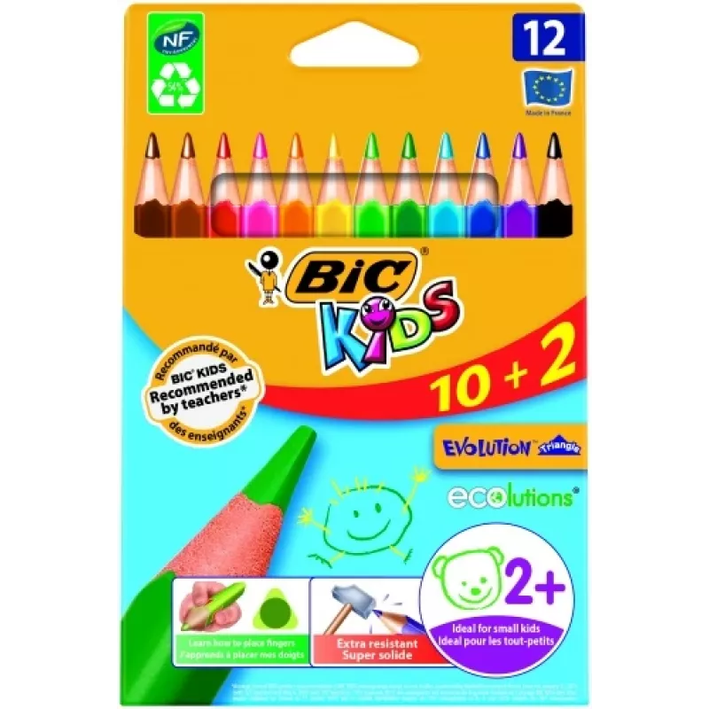 BIC spalvoti pieštukai CEV.TRIANG.CBW 10+2 EU 12 vnt., 214842
