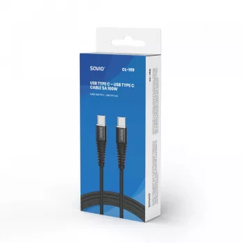 USB C laidas SAVIO CL-159 1 m, USB 2.0 (480 Mbit/s), juodas, 2.1 A