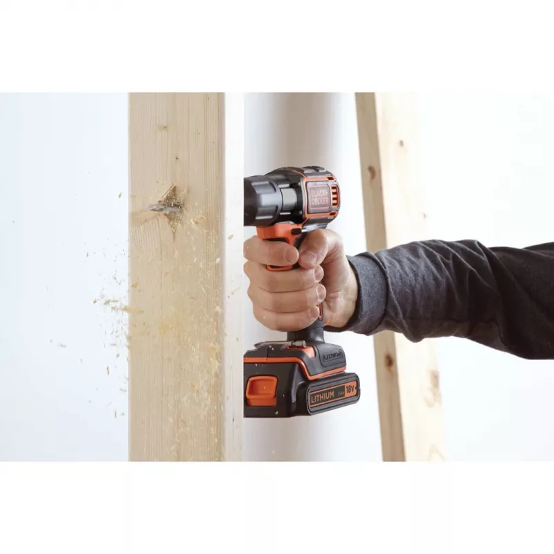 Gręžtuvas Black & Decker ASD18K-QW, be raktelio, 1,5 Ah, juodos/oranžinės spalvos