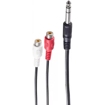 Garso kabelis ShiverPeaks BS30461 0,2 m 6,35 mm 2×RCA juoda raudona balta