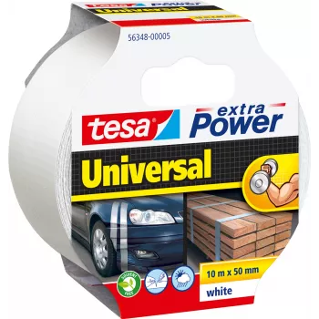TESA extra Power Universal lipni juosta – tvirtinimui, amatams, ženklinimui, remontui – vidaus ir lauko naudojimui – balta (56348-5-3)