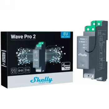 Kietojo kūno relė Shelly Wave Pro 2 2 kanalų 25 A 110–240 V DIN bėgelis, 868,4 MHz