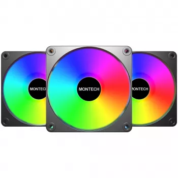 Montech GF120R V2 ARGB 120 mm kompiuterio ventiliatoriaus modulis, juodas, 3 vnt.