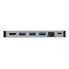 USB-C Dock 4K HDMI, USB 3.2 Gen 1, USB-A Hub, GbE, atminties kortelių skaitytuvas, 100W PD įkrovimas, nuimamas laidas U442-DOCK5D-GY