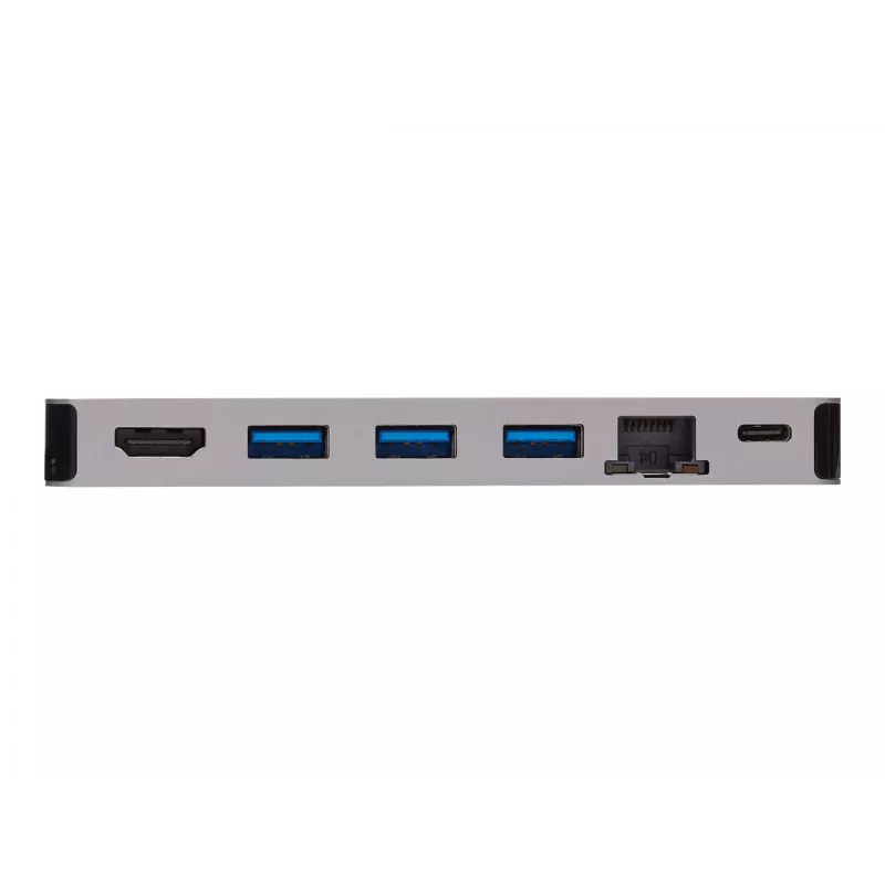 USB-C Dock 4K HDMI, USB 3.2 Gen 1, USB-A Hub, GbE, atminties kortelių skaitytuvas, 100W PD įkrovimas, nuimamas laidas U442-DOCK5D-GY