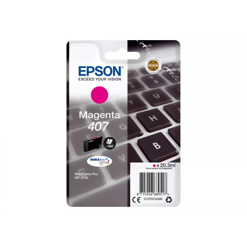 Kasetė rašalinė Epson C13T07U340 raudona (magenta) didelės talpos (XL) skirta WF-4745 serijai