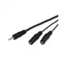 Wentronic Goobay adapterinis kabelis 3,5 mm lizdas, juodas, 0,2 m - 3,5 mm kištukas (3 kontaktai, stereo) > 2x 3,5 mm lizdas (2 kontaktai, mono) (50465)