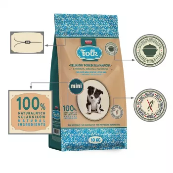 FOLK Junior Small breeds Gentle meal ėdalas šuniukams su triušiu, veršiena ir morkomis - sausas šunų ėdalas - 10kg
