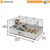 Narvas FERPLAST Modular 2 triušiams ir jūrų kiaulytėms 109x72x56 cm, metalinis, pilkas, tarpai tarp strypų 23 mm
