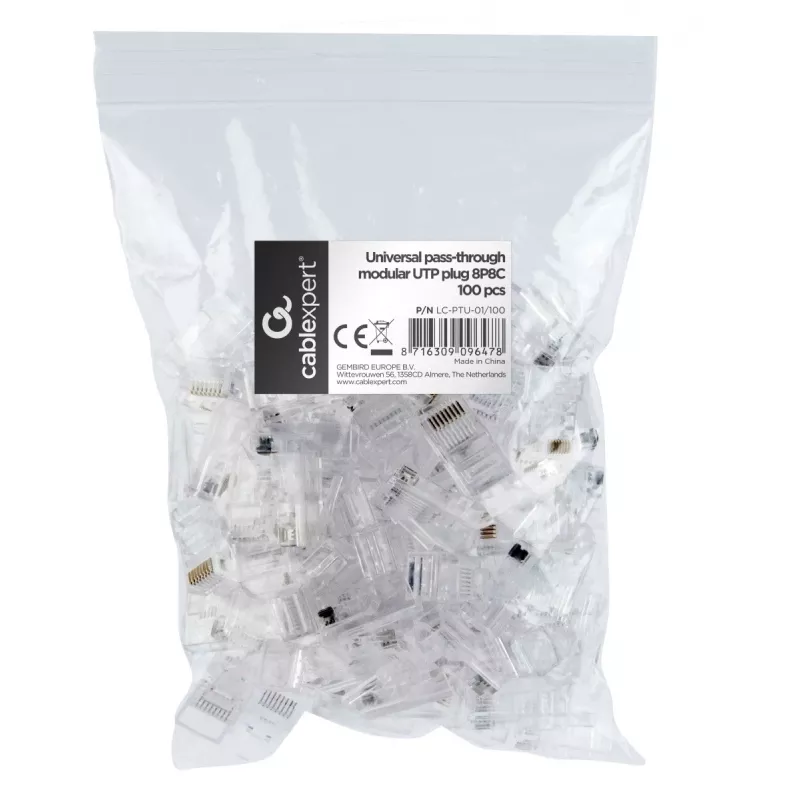 Gembird LC-PTU-01/100 RJ45 8P8C jungtis, skaidri