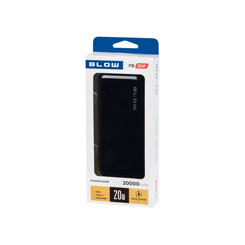 BLOW PB20E Power Bank 20000mAh QC+PD 20W su Lightning kabeliu