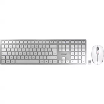 CHERRY DW 9100 SLIM belaidis klaviatūros ir pelės rinkinys RF Wireless + Bluetooth QWERTZ vokiškas sidabrinis