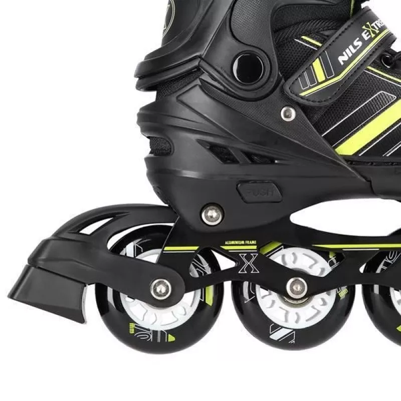 Nils Extreme NH18191 2IN1 riedučiai BLACK/LIME dydis M (34-38) su keičiamomis ledo ritulio pačiūžomis