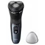 Elektrinis rotacinis skustuvas Philips 3000 Series S3144/00 — 3 galvutės, šlapias ir sausas, Li‑Jonų baterija, belaidis, įmontuotas trimeris, juoda/mėlyna