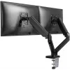 Goobay Desk Mount | Dvigubas monitoriaus laikiklis su dujine spyruokle | Sukiojamas, Pakreipiamas, Sukamas | 17-32 col. | Maks. svoris 9 kg | Juodas