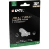 USB atmintukas Emtec D280 32 GB USB Type-A / USB Type-C sidabrinis