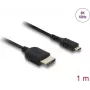 HDMI kabelis DELOCK 81690 — 1 m, HDMI A (standartinis) → D (mikro), auksuoti kontaktai, 48 Gbit/s, 7680×4320, juodas