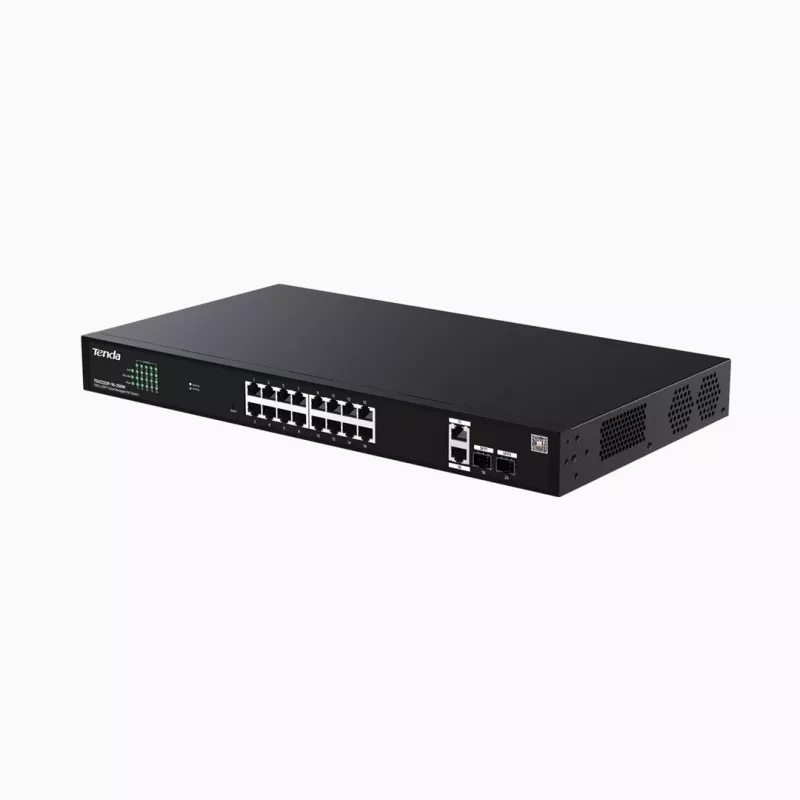 TENDA TEG2220P-16-250W – valdomas Gigabit L2 PoE+ jungiklis, 16×1Gb/s, 230 W