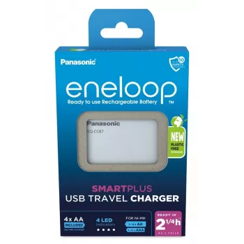 USB baterijų įkroviklis PANASONIC Eneloop Smartplus BQ-CC87 + 4x AA 2000 mAh (K-KJ87MCD40USB)