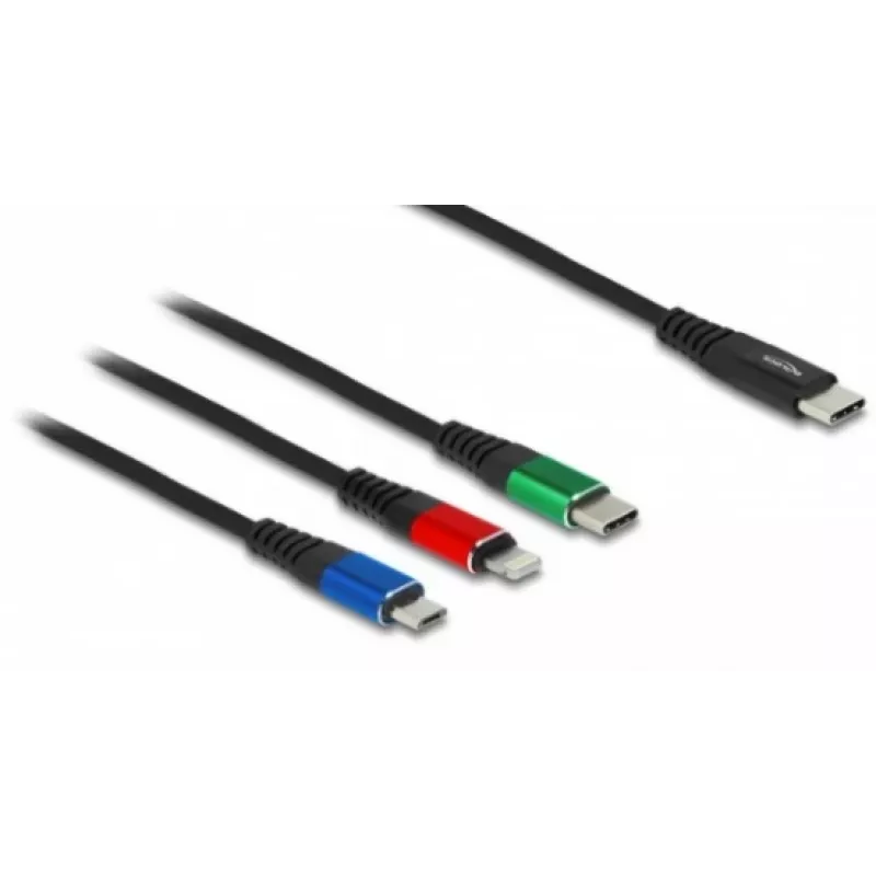 DeLOCK USB įkrovimo kabelis 3 in 1 USB Type-C Lightning Micro USB 30 cm