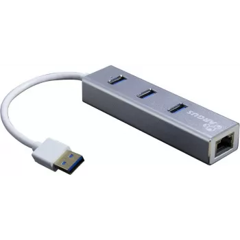 Inter-Tech Argus IT-310-S - USB 3.2 Gen 1 (3.1 Gen 1) Type-A - RJ-45 - USB 3.2 Gen 1 (3.1 Gen 1) Type-A - Pilka - Aliuminis - LAN - USB - Gigabit Ethernet