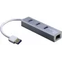 Inter-Tech Argus IT-310-S - USB 3.2 Gen 1 (3.1 Gen 1) Type-A - RJ-45 - USB 3.2 Gen 1 (3.1 Gen 1) Type-A - Pilka - Aliuminis - LAN - USB - Gigabit Ethernet