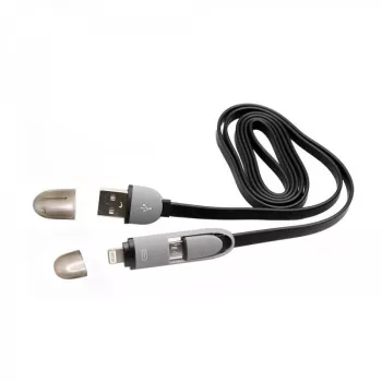 USB A vyriškas į Micro USB + 8 kontaktų iPhone vyriškas laidas SBOX 1m Juodas