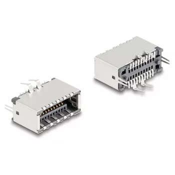 DeLOCK 67193 USB Type-E laidinis jungiklis, moteriškas, juodas/sidabrinis