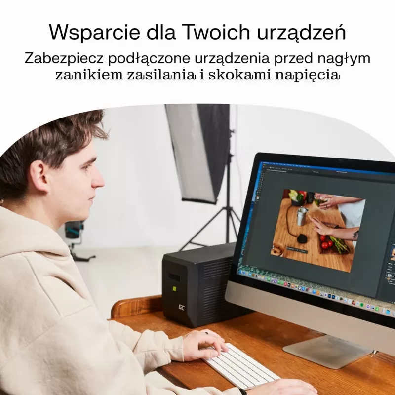 Nepertraukiamo maitinimo šaltinis UPS Line-Interactive 2 kVA 1200 W, Green Cell, 4 AC lizdai, USB, 12 V 9 Ah VRLA (bokštas)