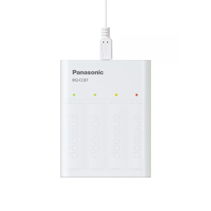 USB baterijų įkroviklis PANASONIC Eneloop Smartplus BQ-CC87 + 4x AA 2000 mAh (K-KJ87MCD40USB)