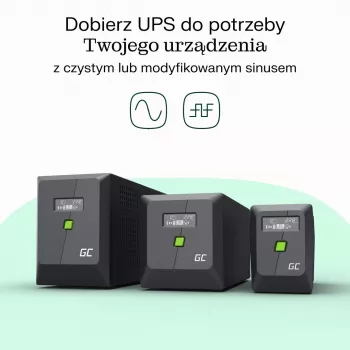 Nepertraukiamo maitinimo šaltinis Green Cell UPSLP480 0,75 kVA (480 W) 4 AC lizdai, 2×12 V 7 Ah VRLA, bokštas, AVR