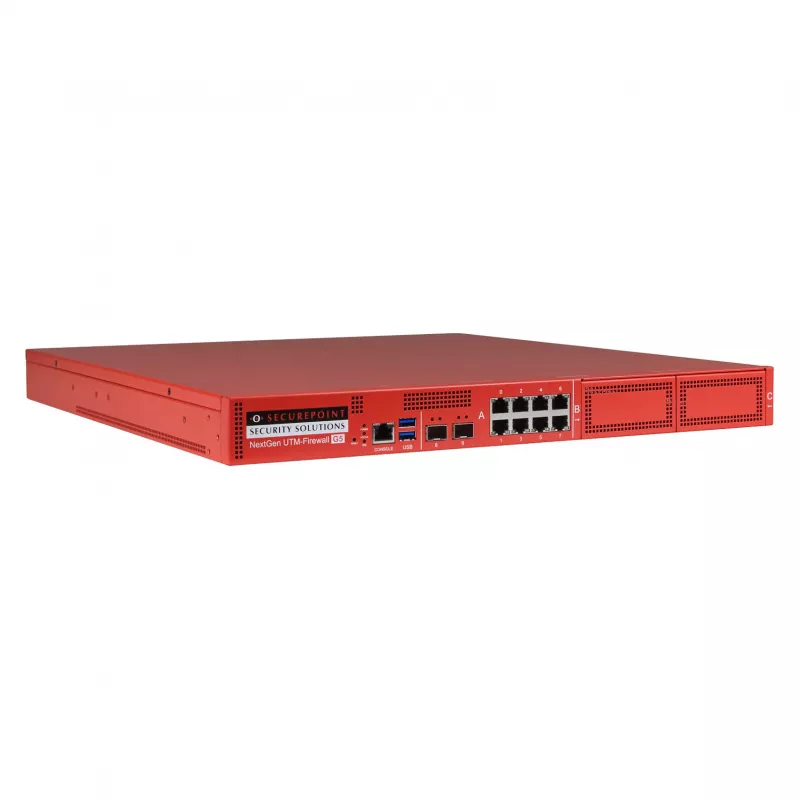 Securepoint RC1000R G5 UTM Saugumo Įrenginys, 30 Gbit/s, 3,5 Gbit/s, 1000 vartotojų, AES, Laidinis, RJ-45