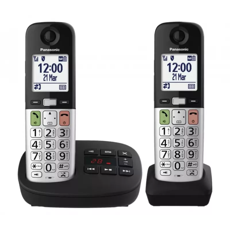 DECT belaidis telefonas Panasonic KX-TGU442 — 2 rageliai, skambučio numerio atpažinimas, 2,1 colio ekranas, juodas/sidabrinis