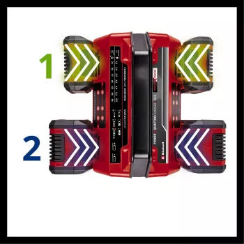 EINHELL Power X-Quattrocharger 4A – universalus Power X-Change įkroviklis 4 akumuliatoriams (LED būsenos indikacija, lygiagretusis įkrovimas, greitasis įkrovimas, įkrovimo valdymas)