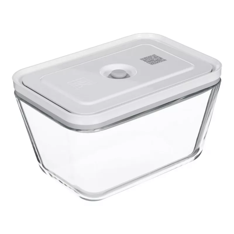 ZWILLING Fresh & Save 36803-003-0 stiklinių vakuuminių konteinerių rinkinys, stačiakampiai, 3 vnt. (S/M/L, 0,35/0,75/1,6 L), borosilikatinis stiklas, tinka mikrobangėje, orkaitėje ir indaplovėje, pilka/skaidru