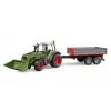 Traktorius BRUDER Fendt Vario 211 su priekiniu krautuvu ir šonine priekaba