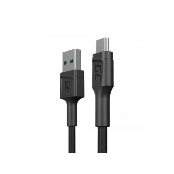 USB 2.0 kabelis Green Cell KABGC23, USB A – Micro-USB B, 0,3 m, juodas