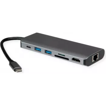 Dokavimo stotelė ROLINE 12021123 USB 3.2 Gen 1 Type-C pilka Ethernet 1000 Mbit/s