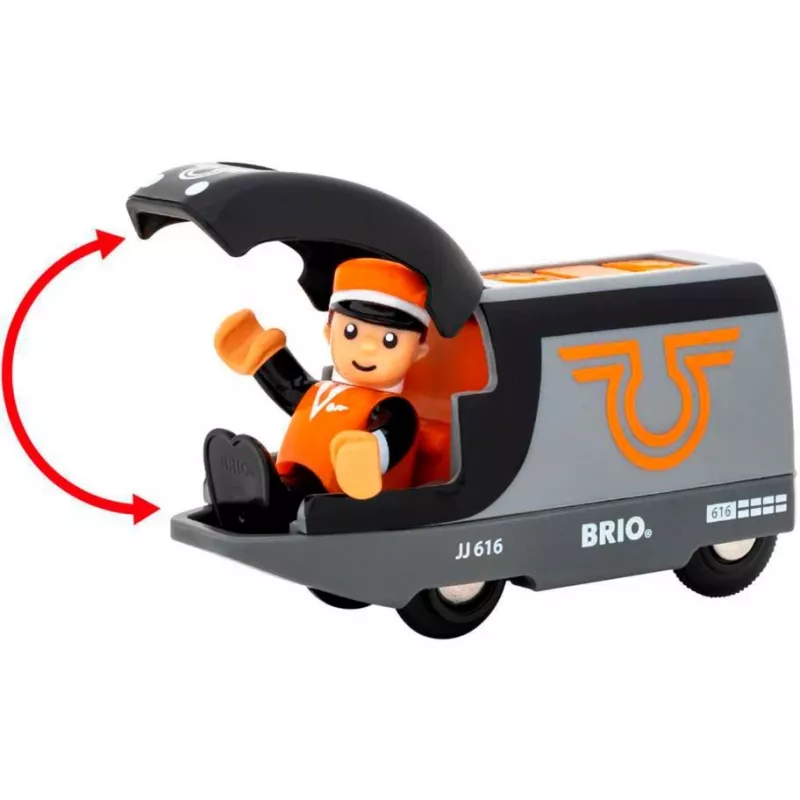 BRIO 63604700 keleivinis traukinys oranžinis-juodas, medinis žaislinis traukinukas, suderinamas su BRIO bėgiais