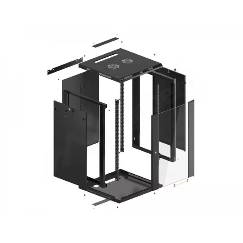 Sieninis stovas LANBERG WF01-6618-10B, 18U, 600×600×907 mm, juodas, 60 kg