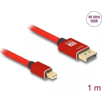 DeLOCK Mini DisplayPort į DisplayPort kabelis 8K 60 Hz 1 m raudonas metalinis