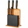 Fiskars 1057552 Slot peilių blokas – medinis stačiakampis blokas su 5 lizdais, nerūdijantis plienas, maks. peilio ilgis 21,3 cm