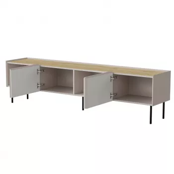 TV spintelė Cama Meble FELLINI 200x40x52 cm, kašmyro rėmas, aliejumi apdorotas ąžuolo viršus
