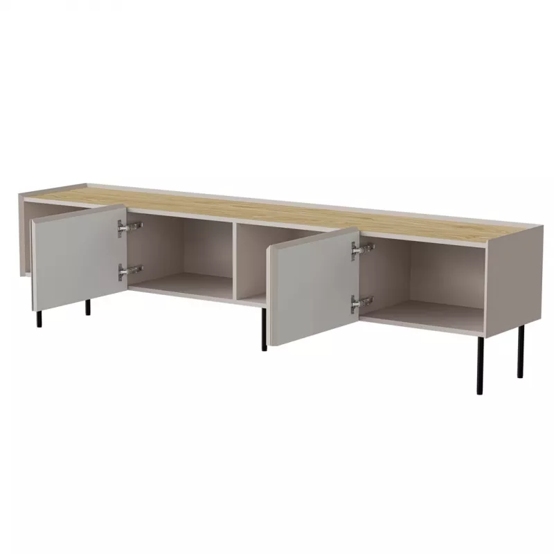 TV spintelė Cama Meble FELLINI 200x40x52 cm, kašmyro rėmas, aliejumi apdorotas ąžuolo viršus