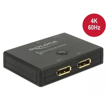DeLOCK DisplayPort jungiklis, 2 į 1, 4K, juodas