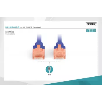 Digitus DK-1612-030/B RJ45 tinklo kabelis CAT 6 U/UTP B 3 m