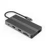 Adapteris USB Type-C – 2x HDMI, VGA, LAN, 3x USB Type-A, SD, TF, USB Type-C PD100W, Aux