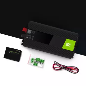 Keitiklis Green Cell INV15 3000W, nuolatinė 12V į kintamą 230V, USB prievadas, aktyvus aušinimas, juodas