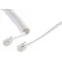 S/CONN 2m RJ10 skaidriai balta ragelio spiralinė jungtis