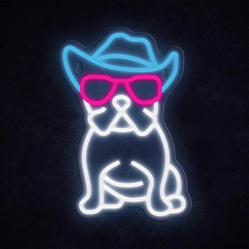Neon šviesos ženklas MANTA SNL114MT Buldogas su akiniais
